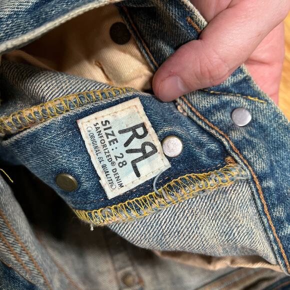 RRL Ralph Lauren Sanforized Denim Jeans Pants 28x30 Flared Leg Opening Double RL - Picture 3 of 12